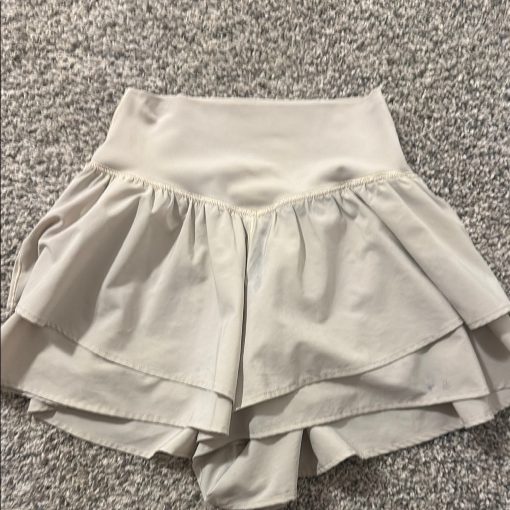 Stylish Cream Ruffle Skort
